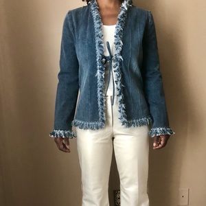 St. John Denim Jacket with Fringe